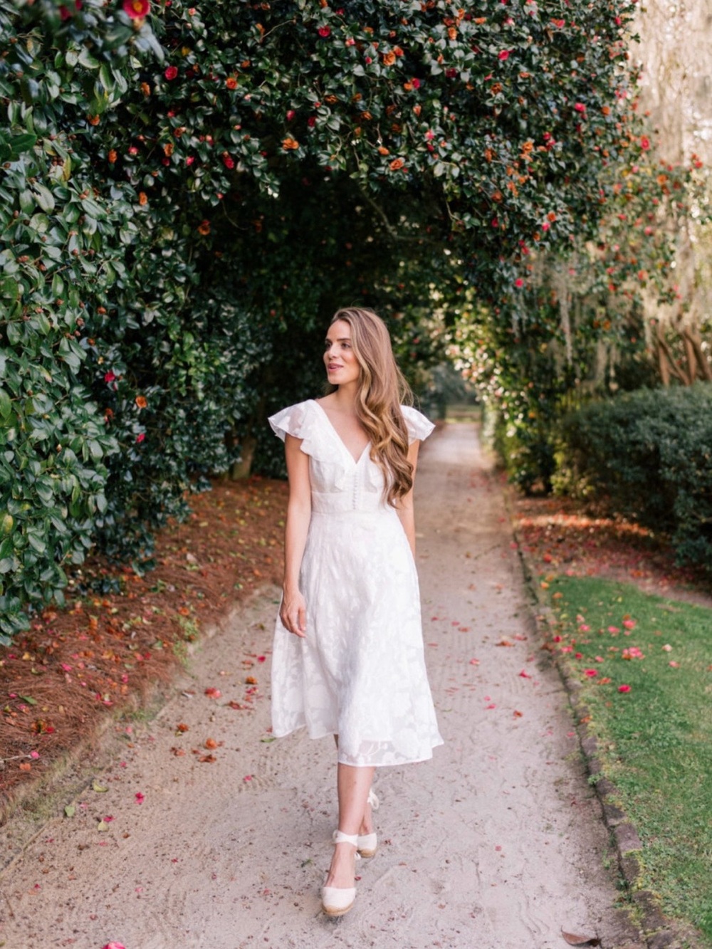 Gal Meets Glam Ivory and Blush Floral Organza Dress
